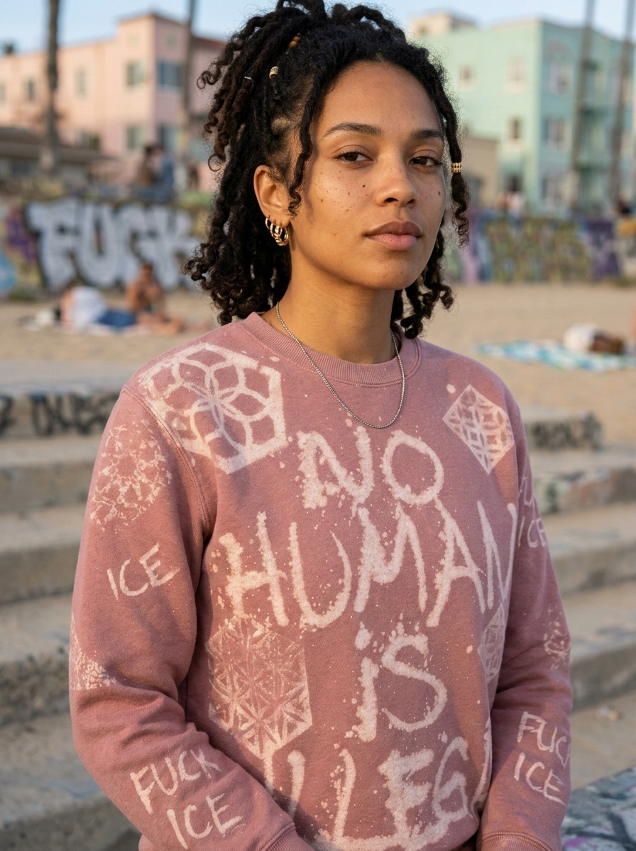 No Human Is Illegal Crewneck MAUVE