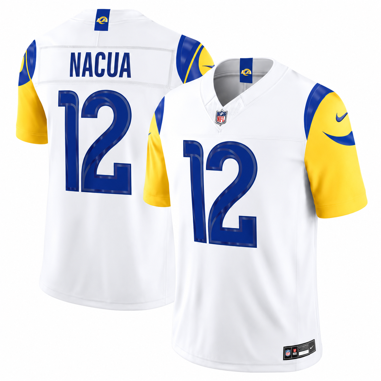 Los Angeles Rams Puka Nacua #12 White Nike Vapor F.U.S.E Limited Stitched Jersey