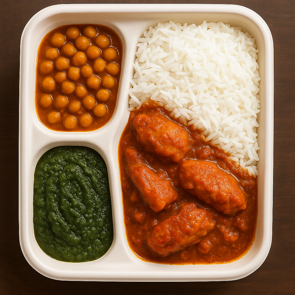 Chicken Vindaloo Combo Plate (Spicy)/ Plato Combinado de Pollo Vindaloo