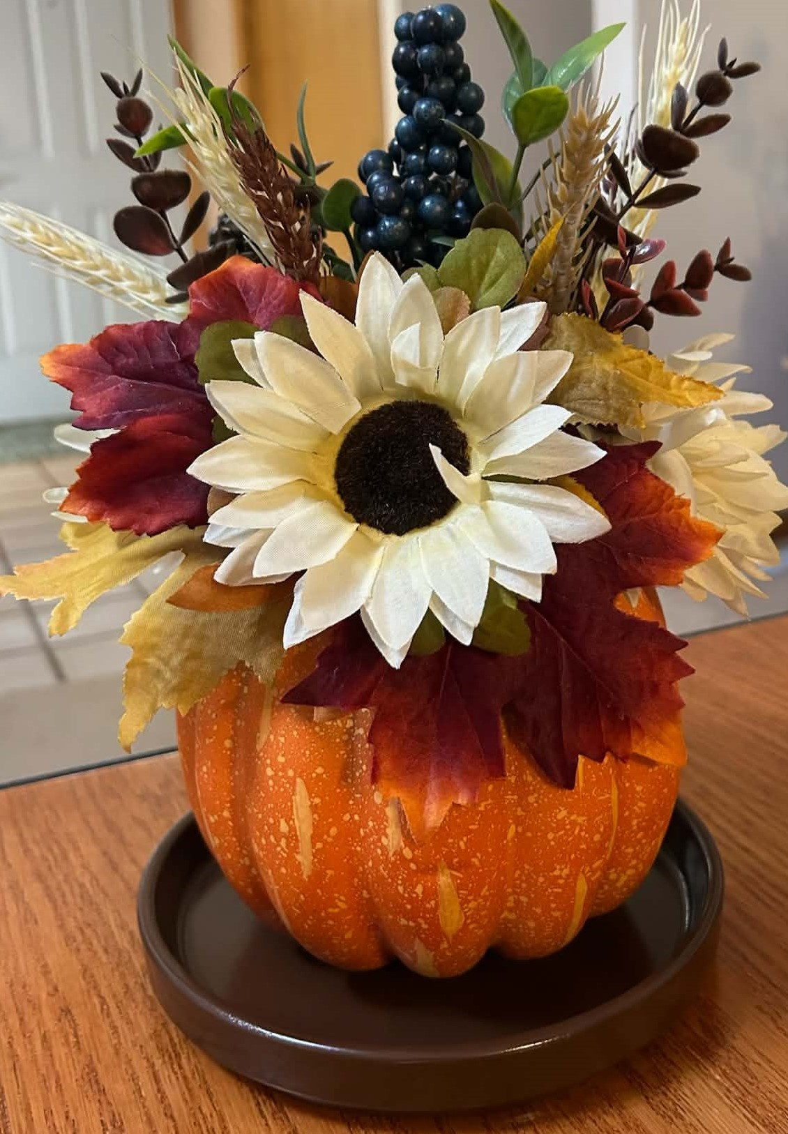 Centerpiece - Small - Harvest with White Flower and Blue Berries