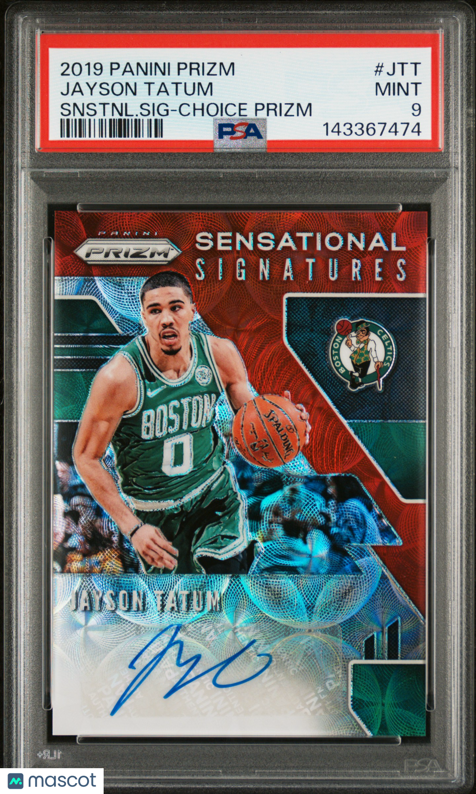 2019 Panini Prizm Sensational Signatures Jayson Tatum SS-JTT Choice PSA 9