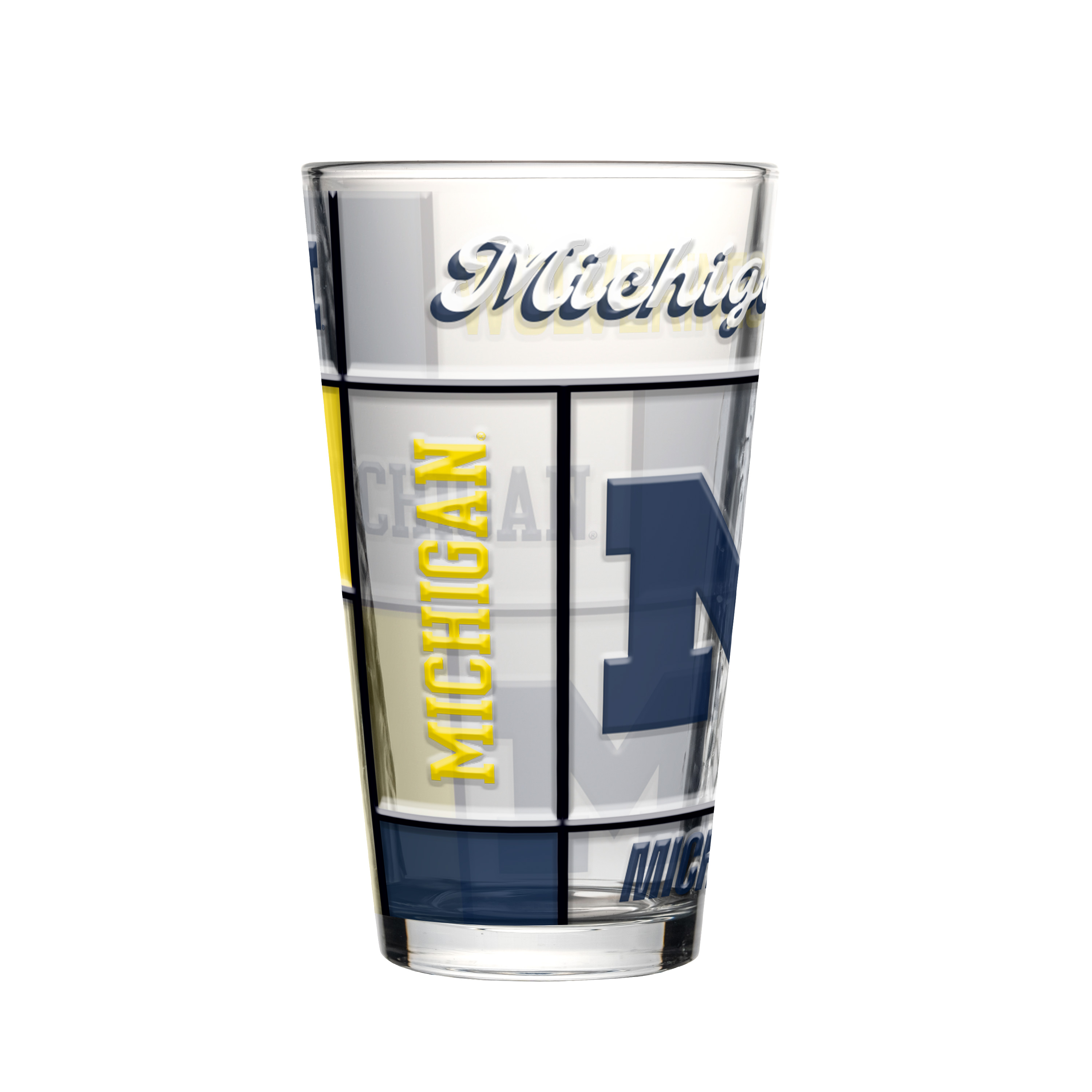 Michigan Wolverines Boxed Quilted Stained Pint Glass 16oz