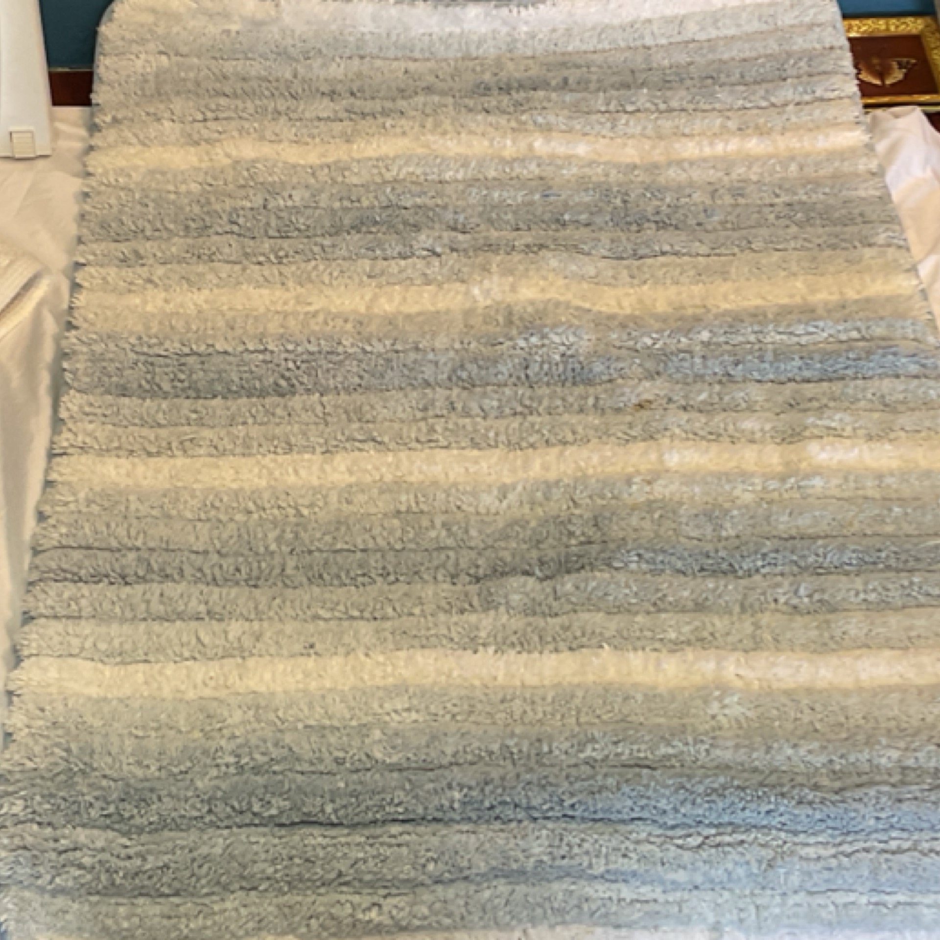 Blue and White Stripe Bath Rug