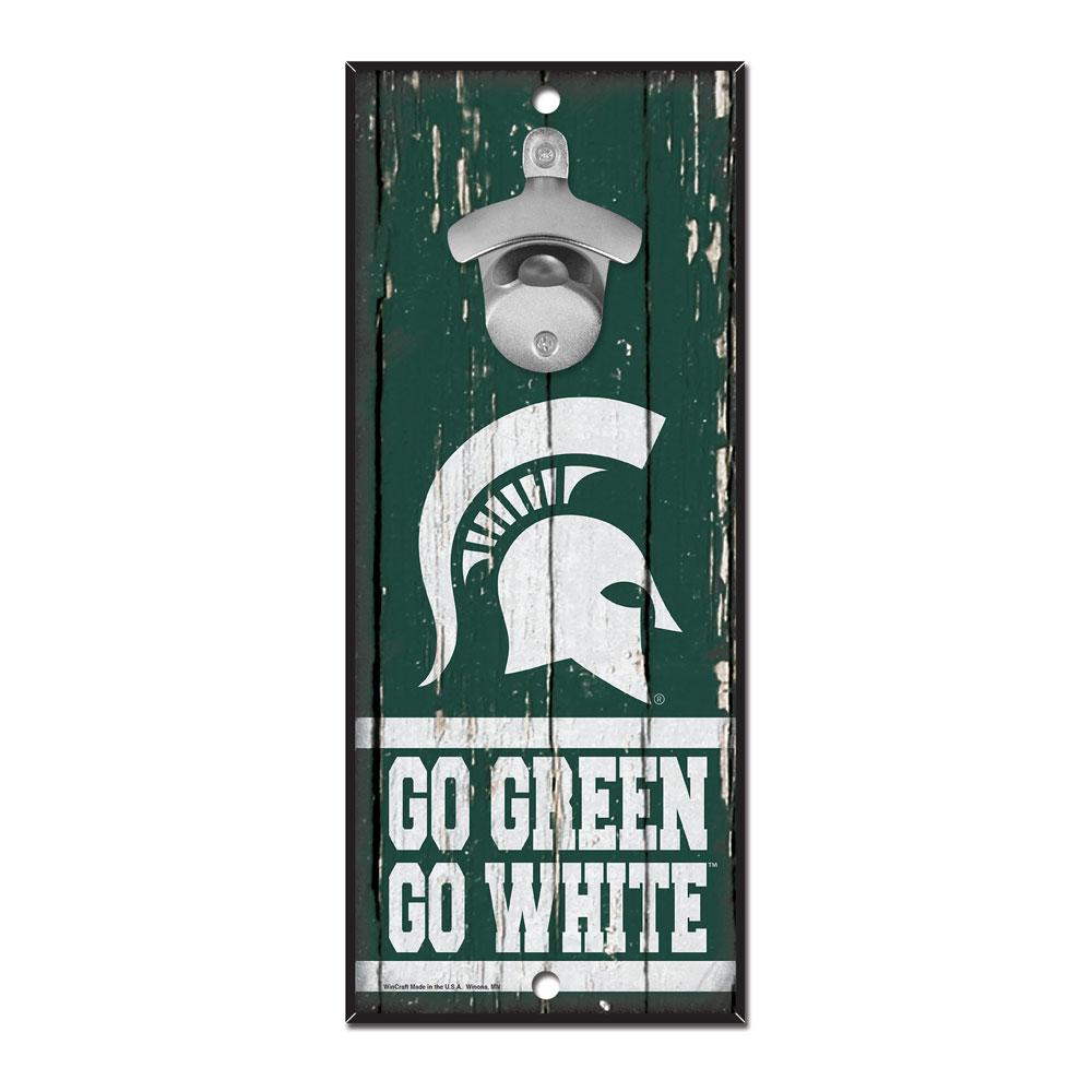 Michigan State Spartans Wood Bottle Opener 5x11"