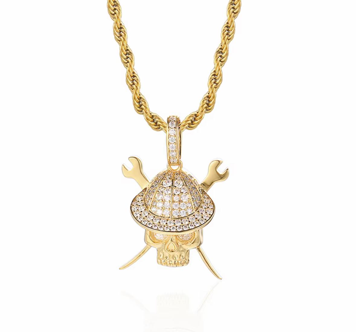 Samurai Skull Pendant Necklace