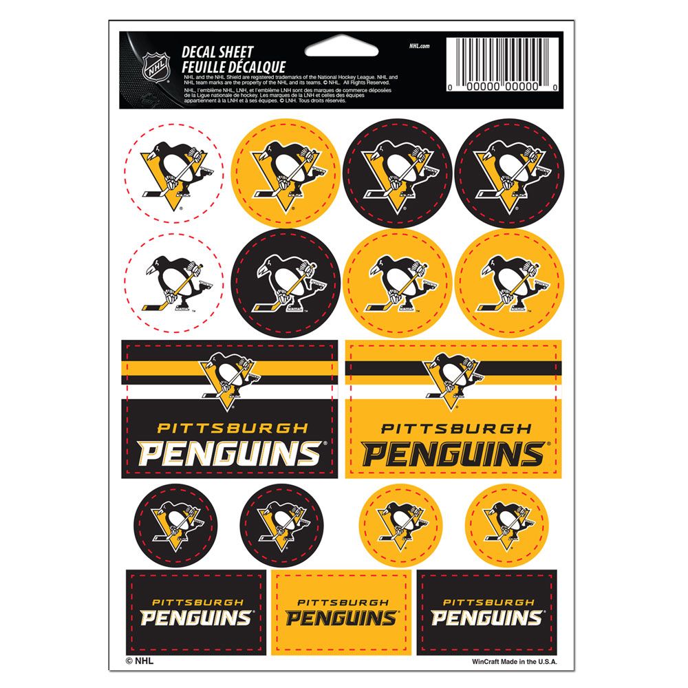 Pittsburgh Penguins Vinyl Decal Sheet 5x7"