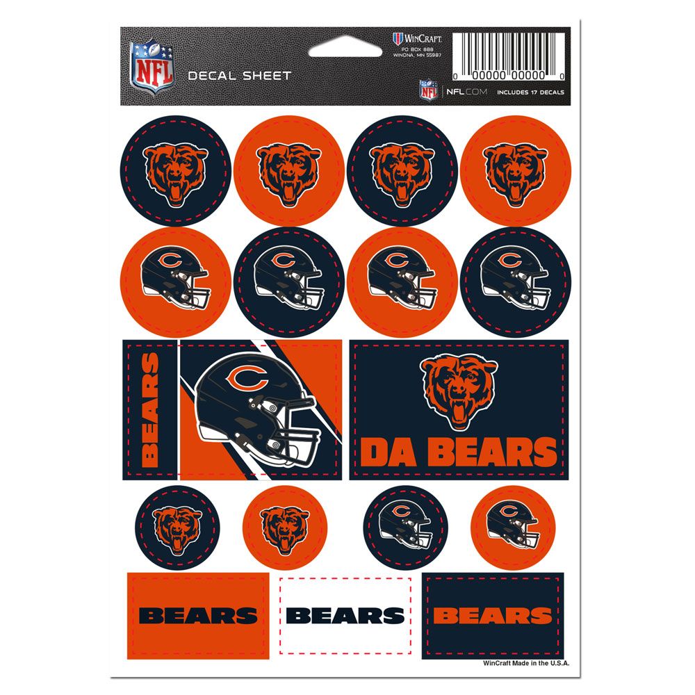 Chicago Bears Vinyl Decal Sheet 5x7"