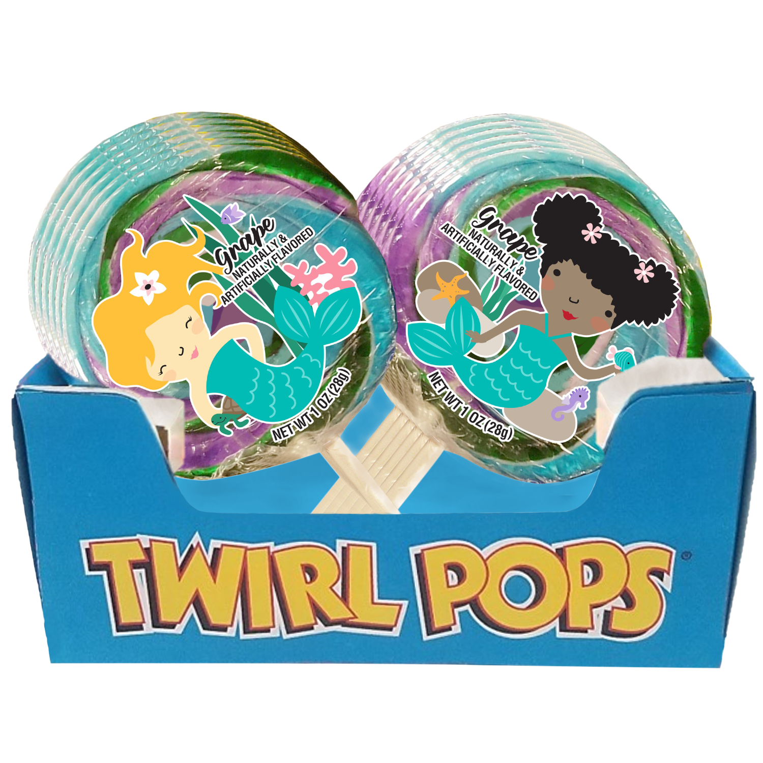 Mermaid Twirl Grape Lollipops 1oz 12 ct Assorted Tray