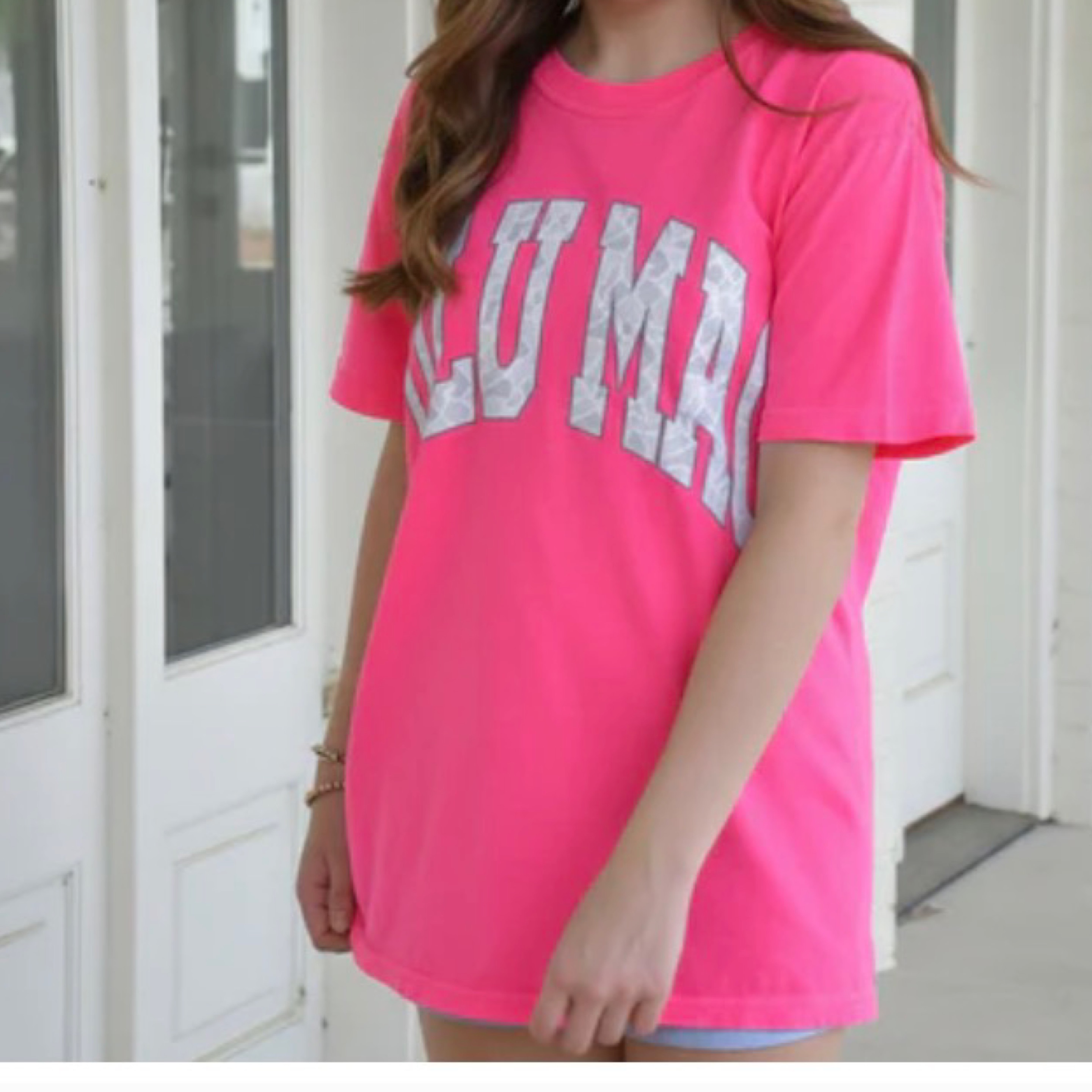 LuluMac t shirt neon pink/camo — Bama Tan boutique, Tuscaloosa AL