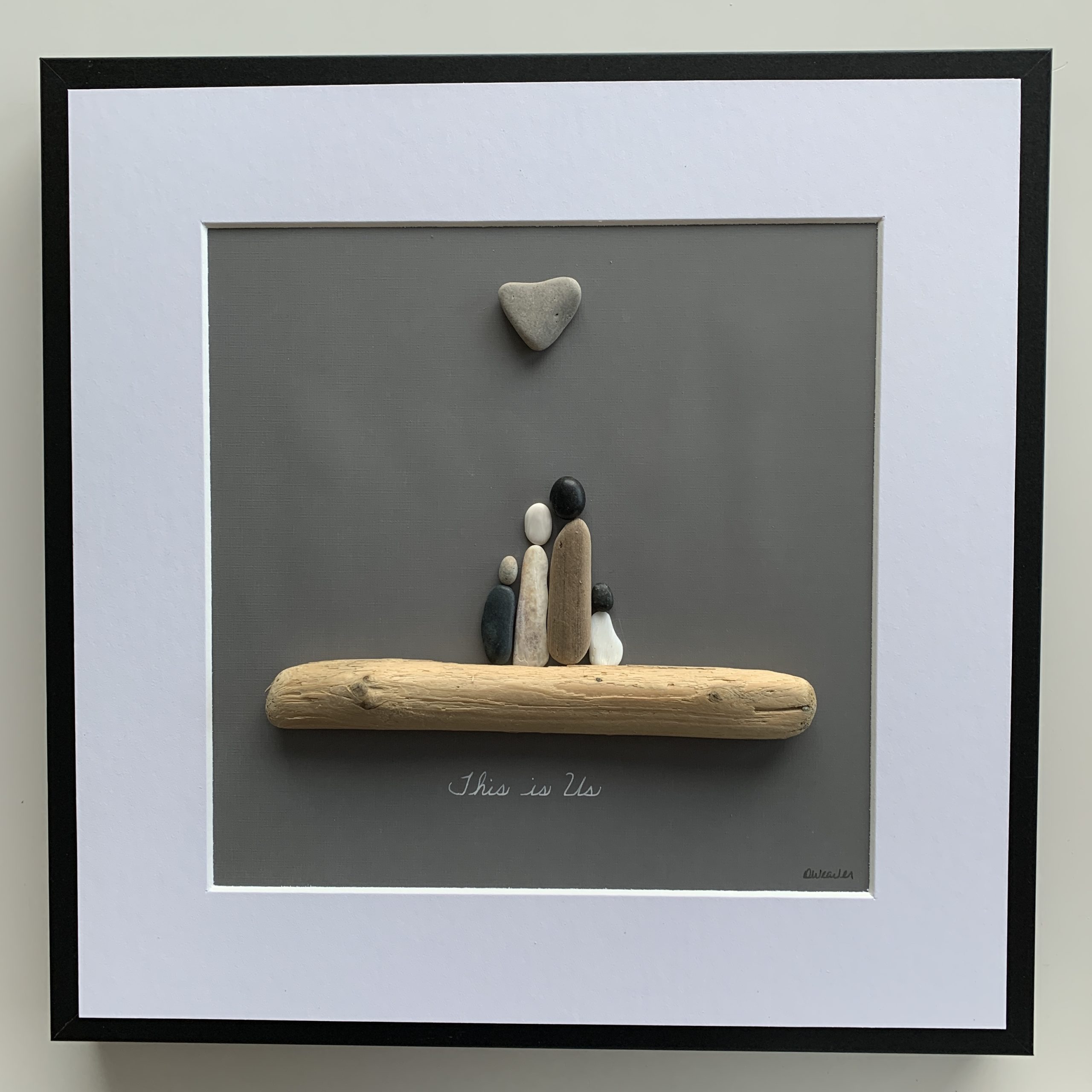 "This is Us" - Family of 4 Pebble art - can add people