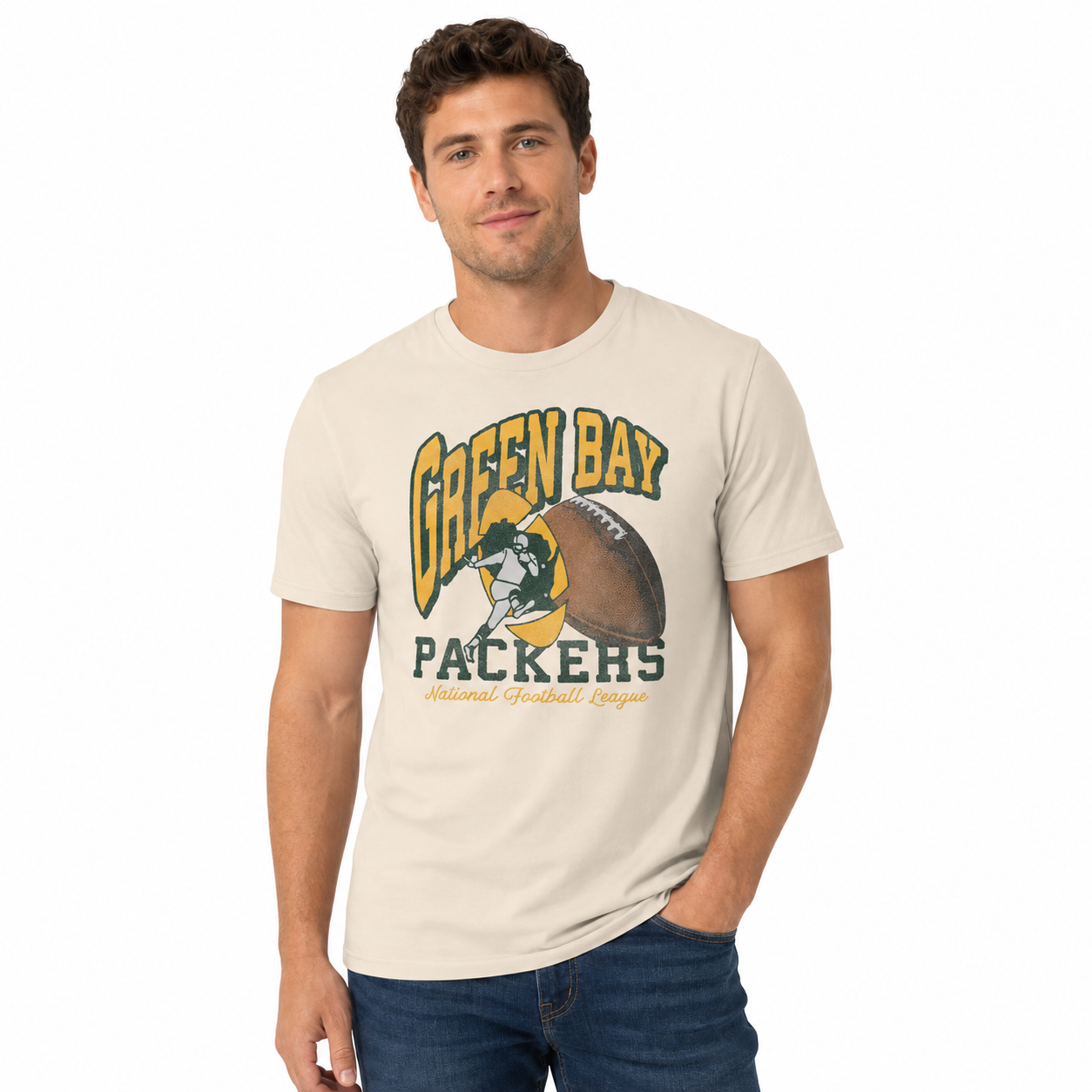 Green Bay Packers Retro Natural Clock Management Shirt
