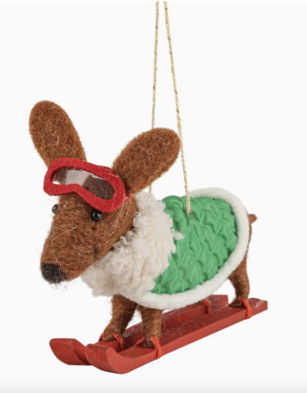 Dachshund on Skis Felt Ornament