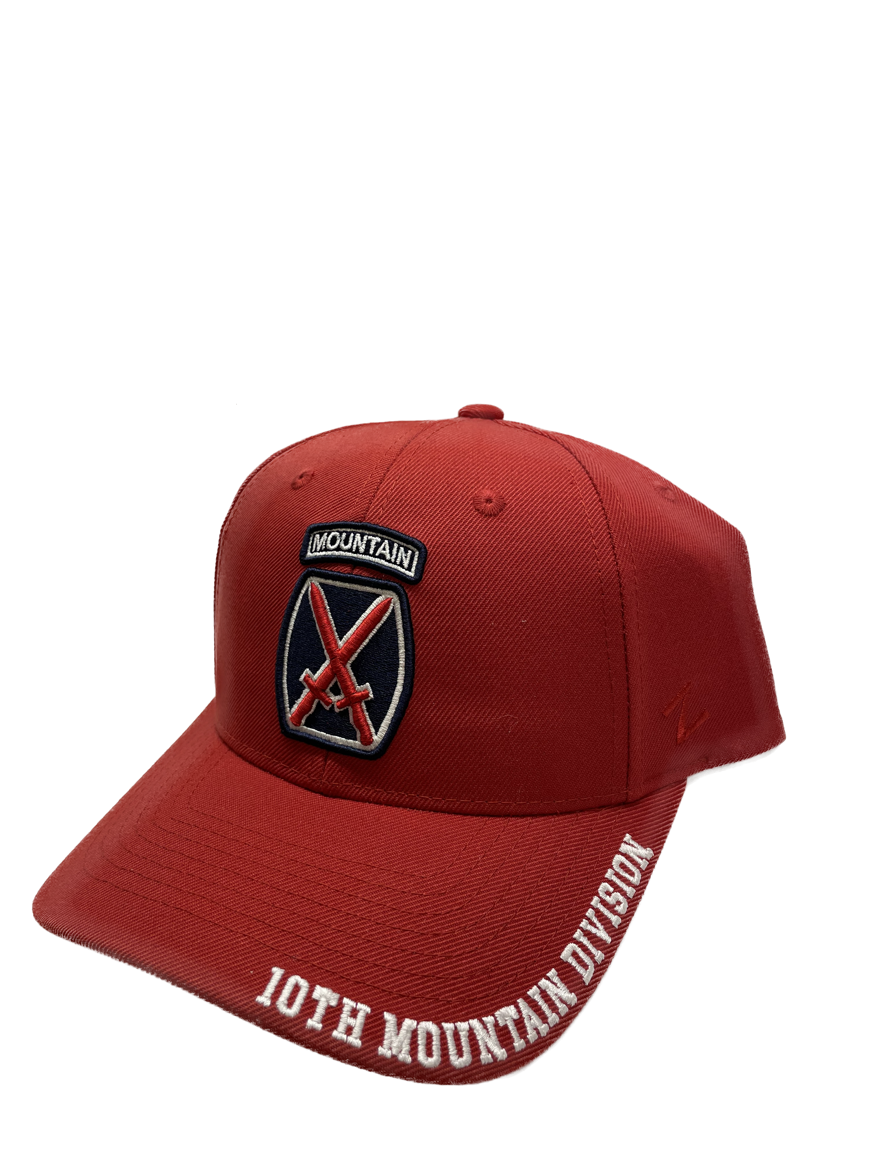 10th Mountain Division Logo Embroidered Zephyr Hat Red