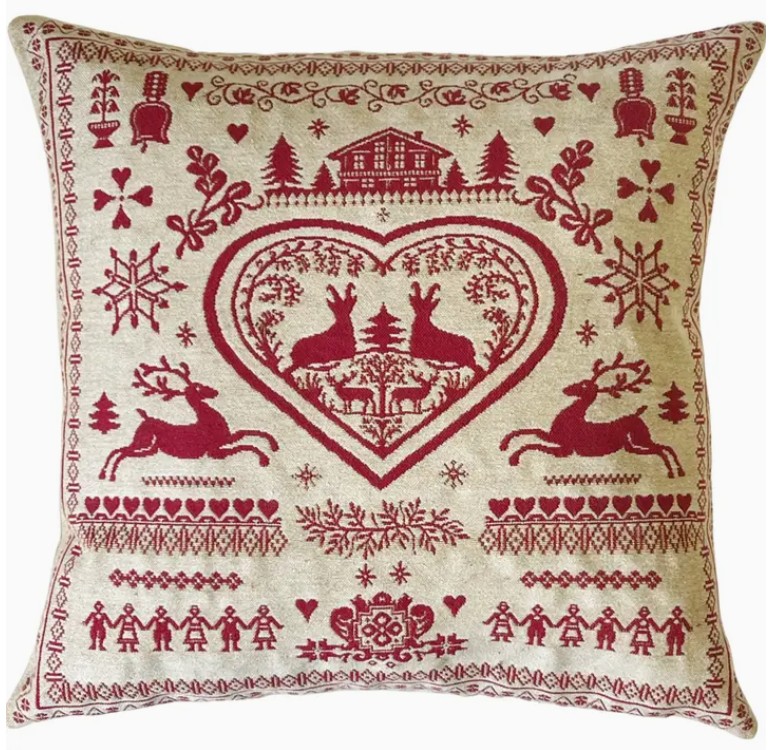 Heart and Stag Tapestry Pillow 18"x18"