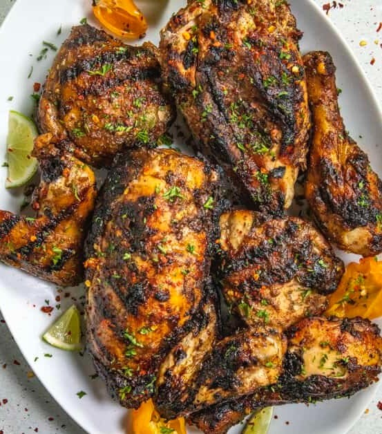 Jerk Bone in Chicken with white rice