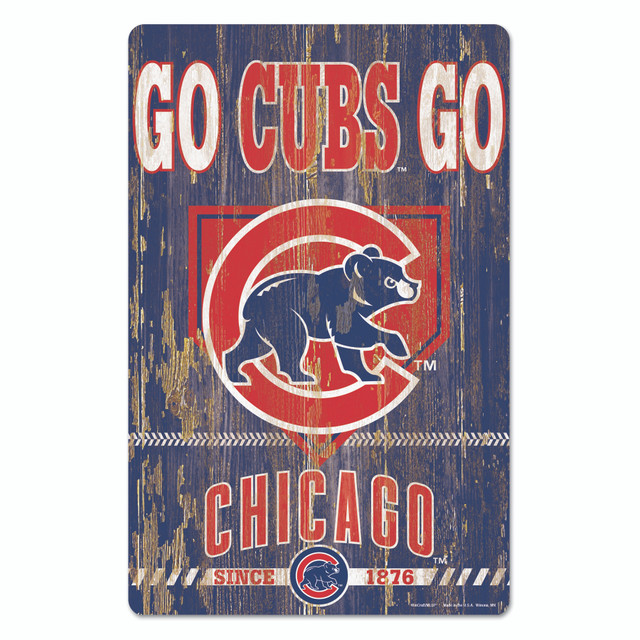 Chicago Cubs Wood Slogan Sign 11x17"
