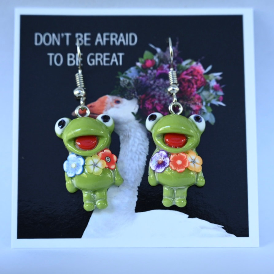 Frog Flower Earrings