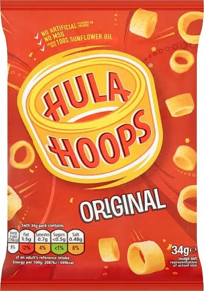 Hula Hoops UK Import Potato Ring Chip Snack 1.1 oz 32 count