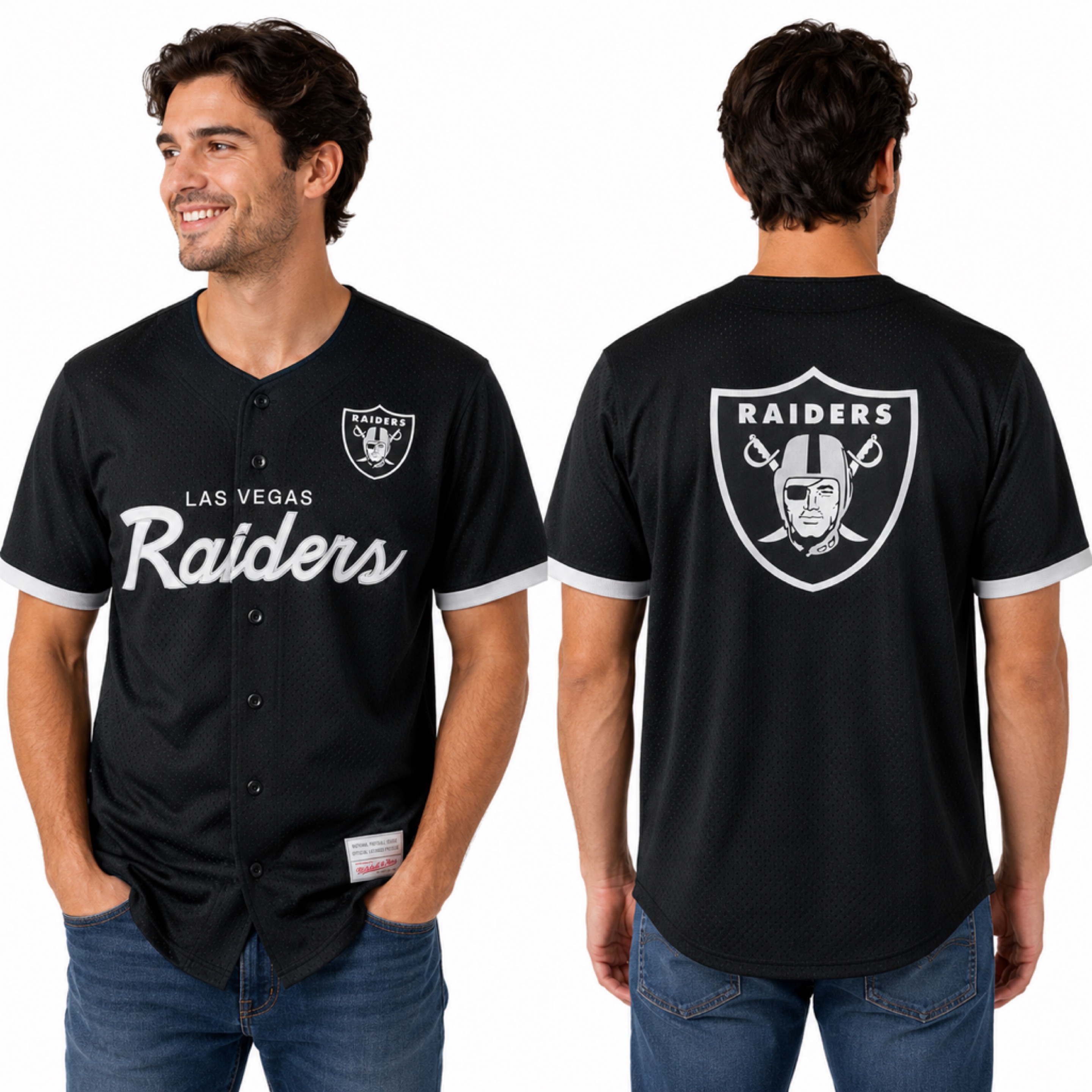Las Vegas Raiders Embroidered Mitchell and Ness Baseball Jersey