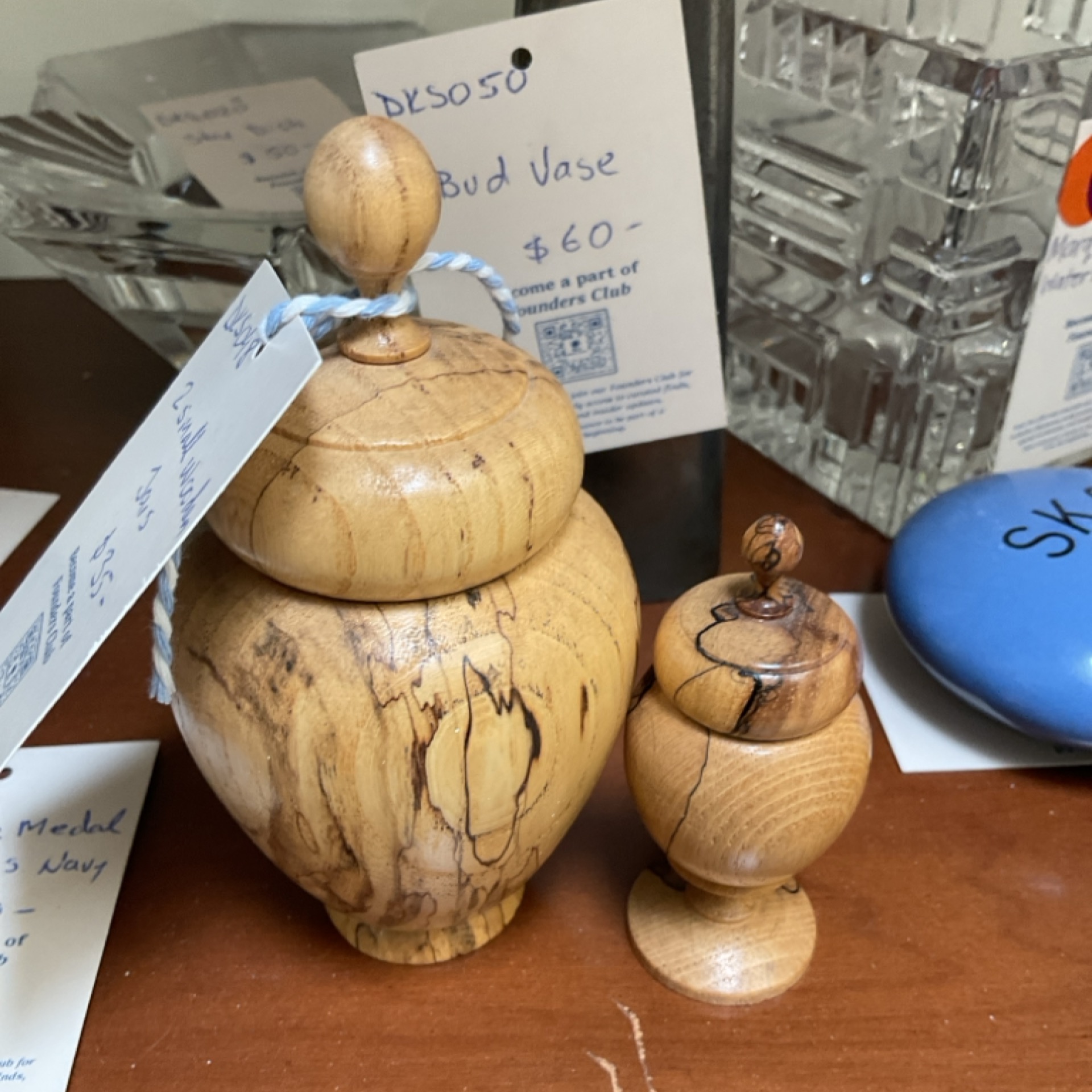 2 Small Wooden Jars