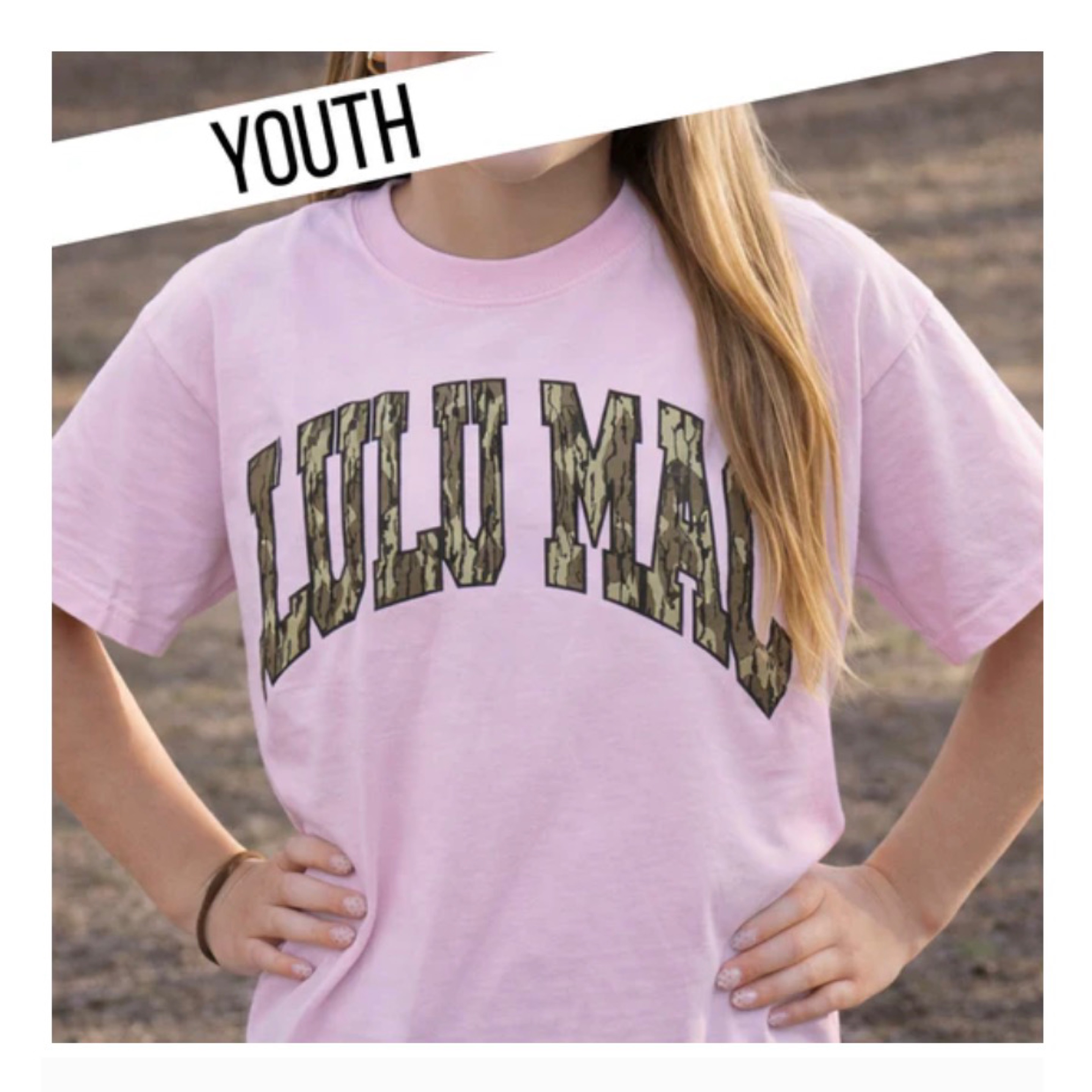 Lulumac kids camo T-shirt pink — Bama Tan boutique, Tuscaloosa AL