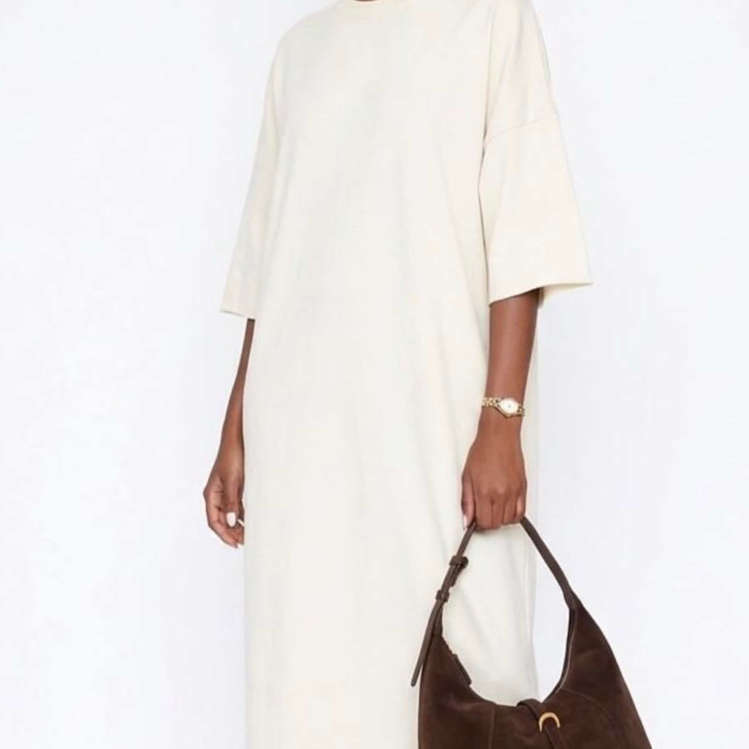Fitted T Shirt Maxi Dress in Crème — product photo