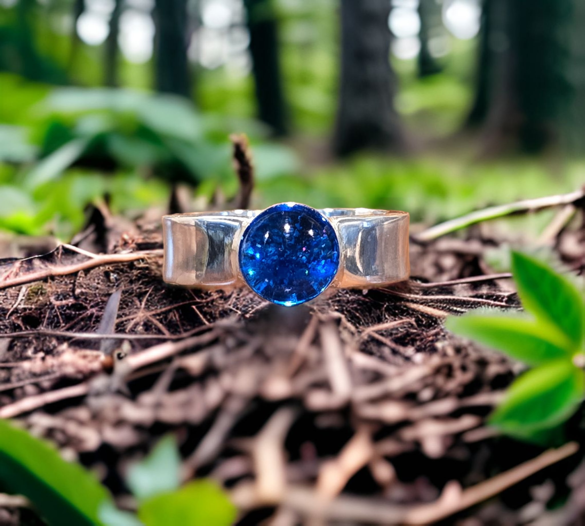 Cremation Sterling Glass Ring by Moss Creek Art