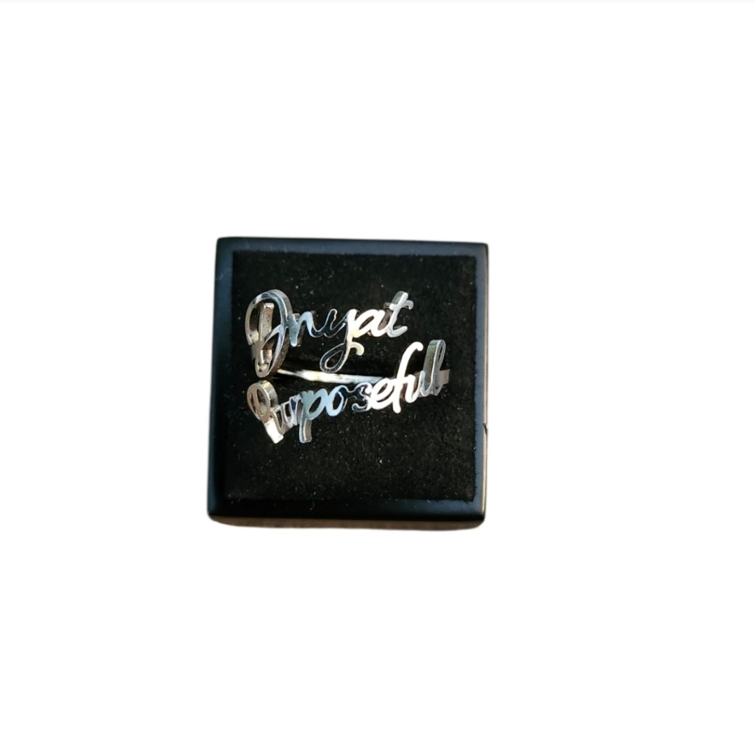 Size 9 Silver Toned Personalized Wrap Ring