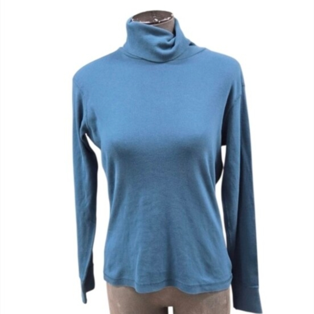 Vintage Eddie Bauer Size Small Petite Blue Turtleneck Sweater