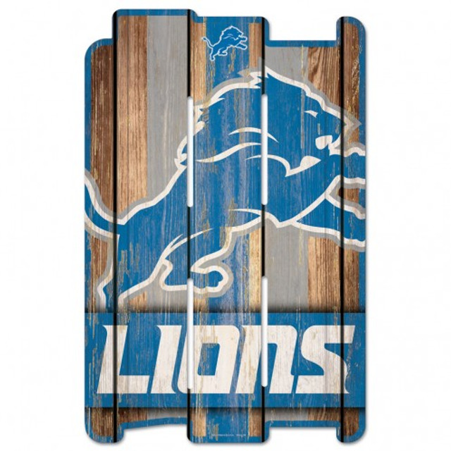 Detroit Lions Wood Fence Plank Sign 11x17"