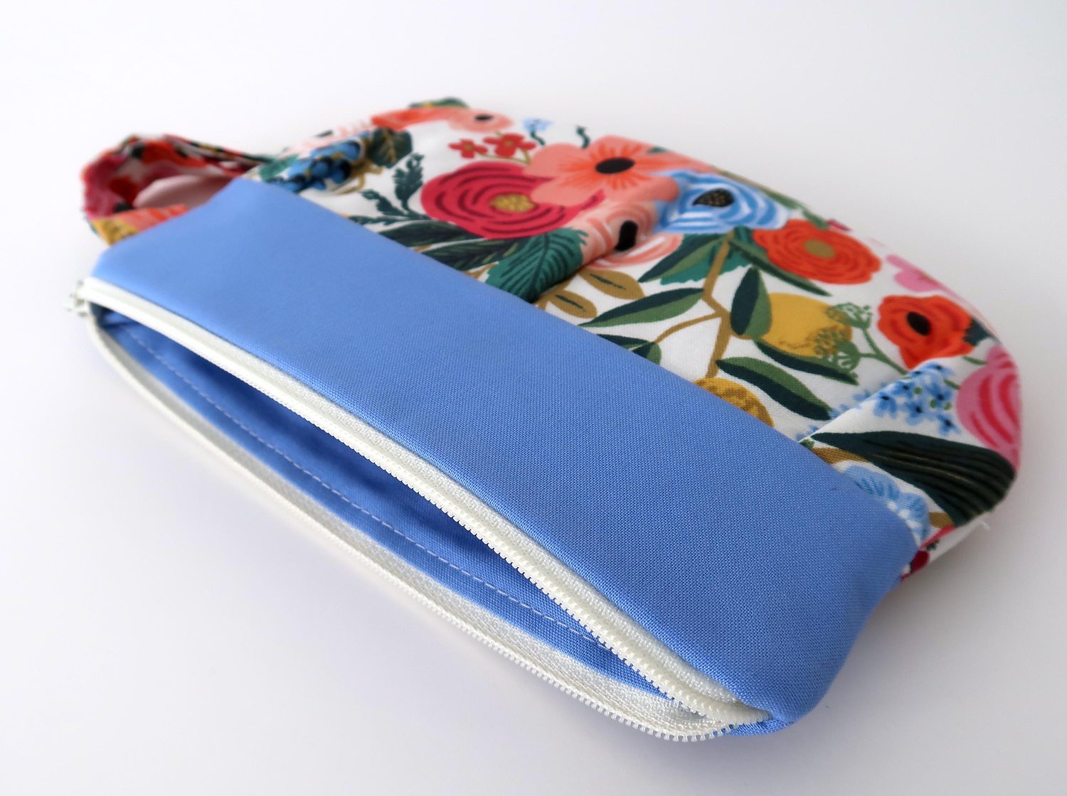 Pleated Wristlet – Rosy Florals on Cream, photo 4 of 6