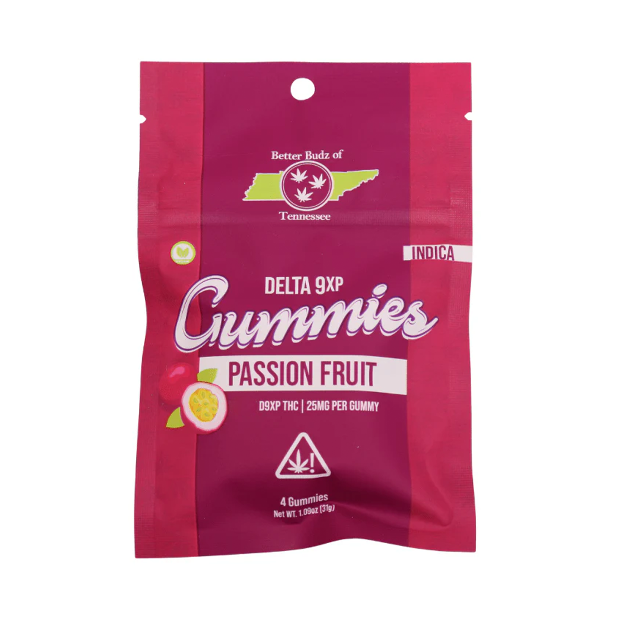 Better Budz Tennessee Gummies Delta 9 Passion Fruit 100mg 25m Per Gummy