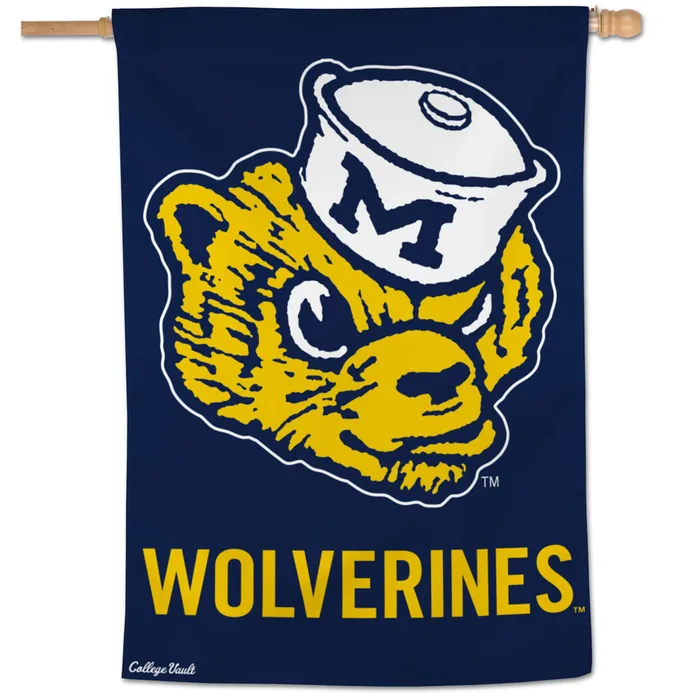 Michigan Wolverines Retro College Vault Vertical House Flag 28x40"