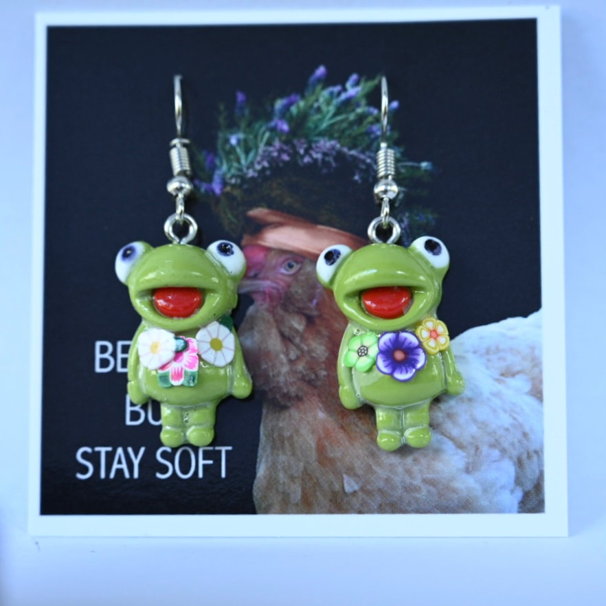 Frog Flower Earrings
