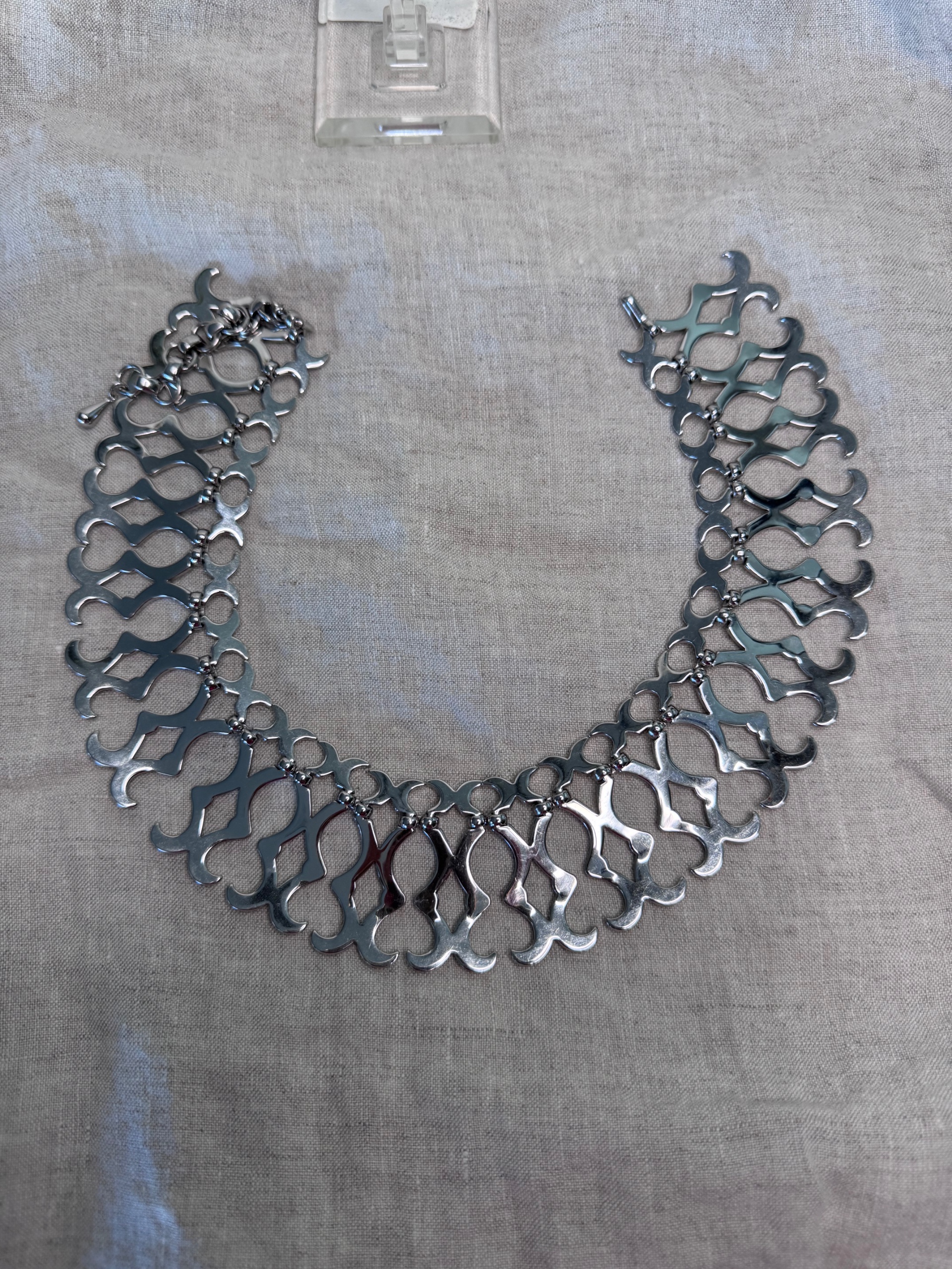 Vintage MONET Silvertone Collar Necklace – 16” Statement Choker thumbnail 3