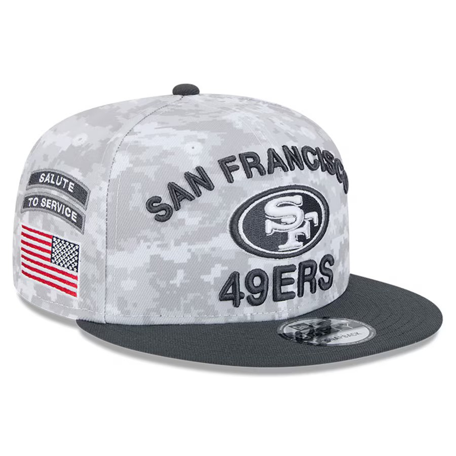 San Francisco 49ers 2024 New Era Salute to Service Snapback Hat - White/Graphite