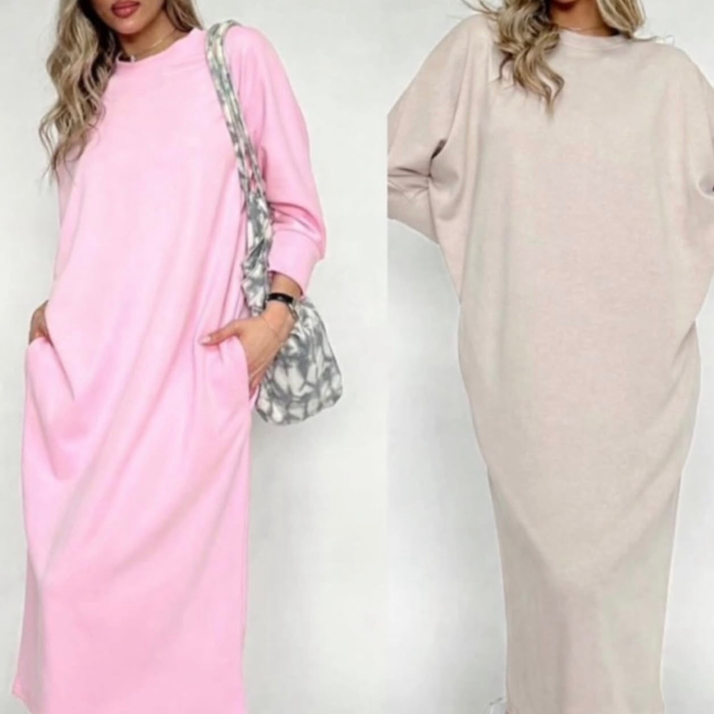 Batwing Dress with Matching Headband in Beige — product photo