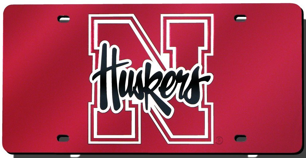 Nebraska Huskers Laser Cut Red License Plate