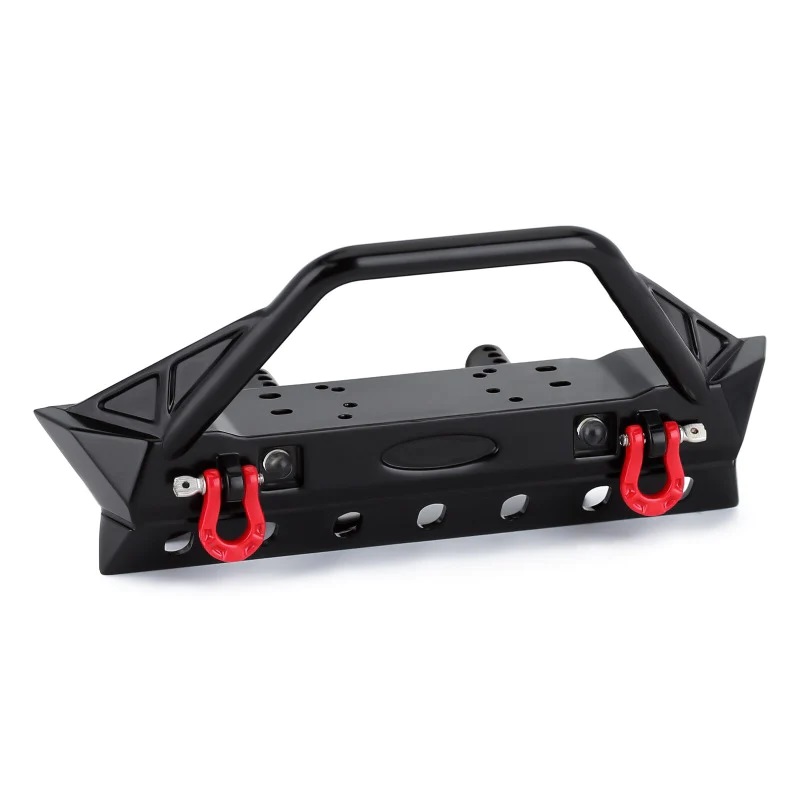 Black Metal Front Bumper With Lights For 1/10 Crawlers