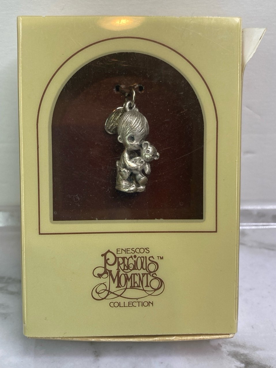 Vintage Precious Moments Pewter Charm Boy Teddy
