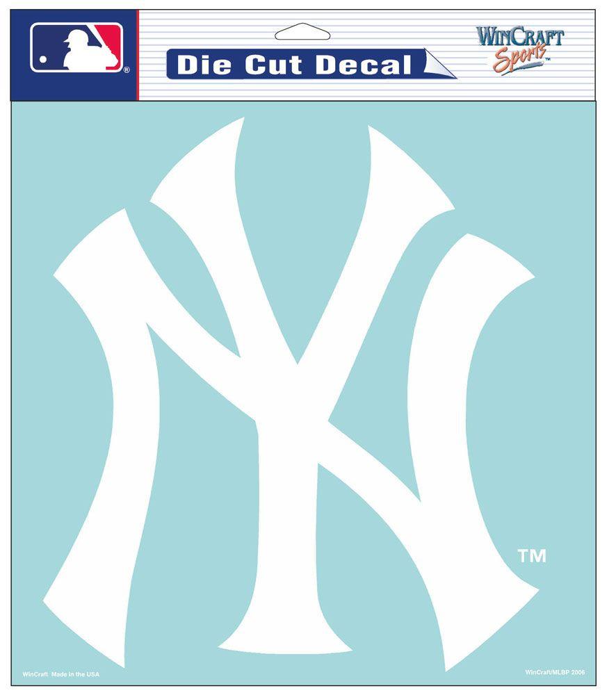 New York Yankees White Perfect Cut Decal 8x8"
