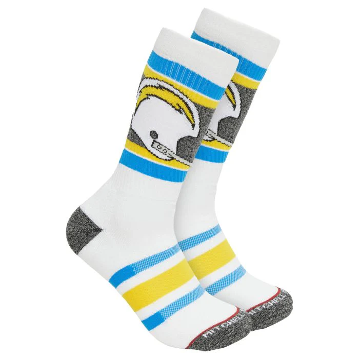 Los Angeles Chargers Retro White Mitchell and Ness Interception Socks