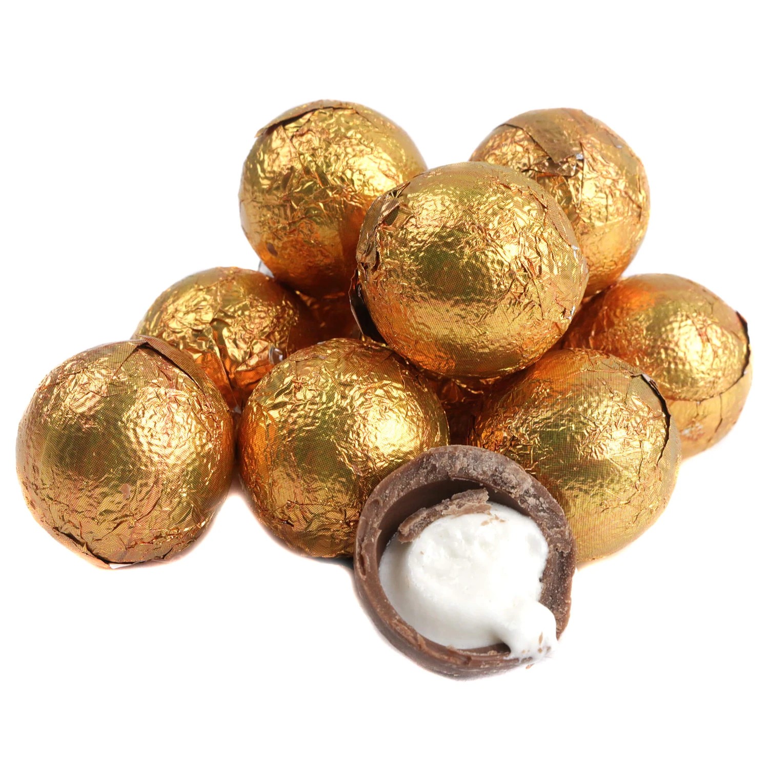 Halloween Chocolate Foil Marshmallow Fluff Filled Orange Balls  4 lb