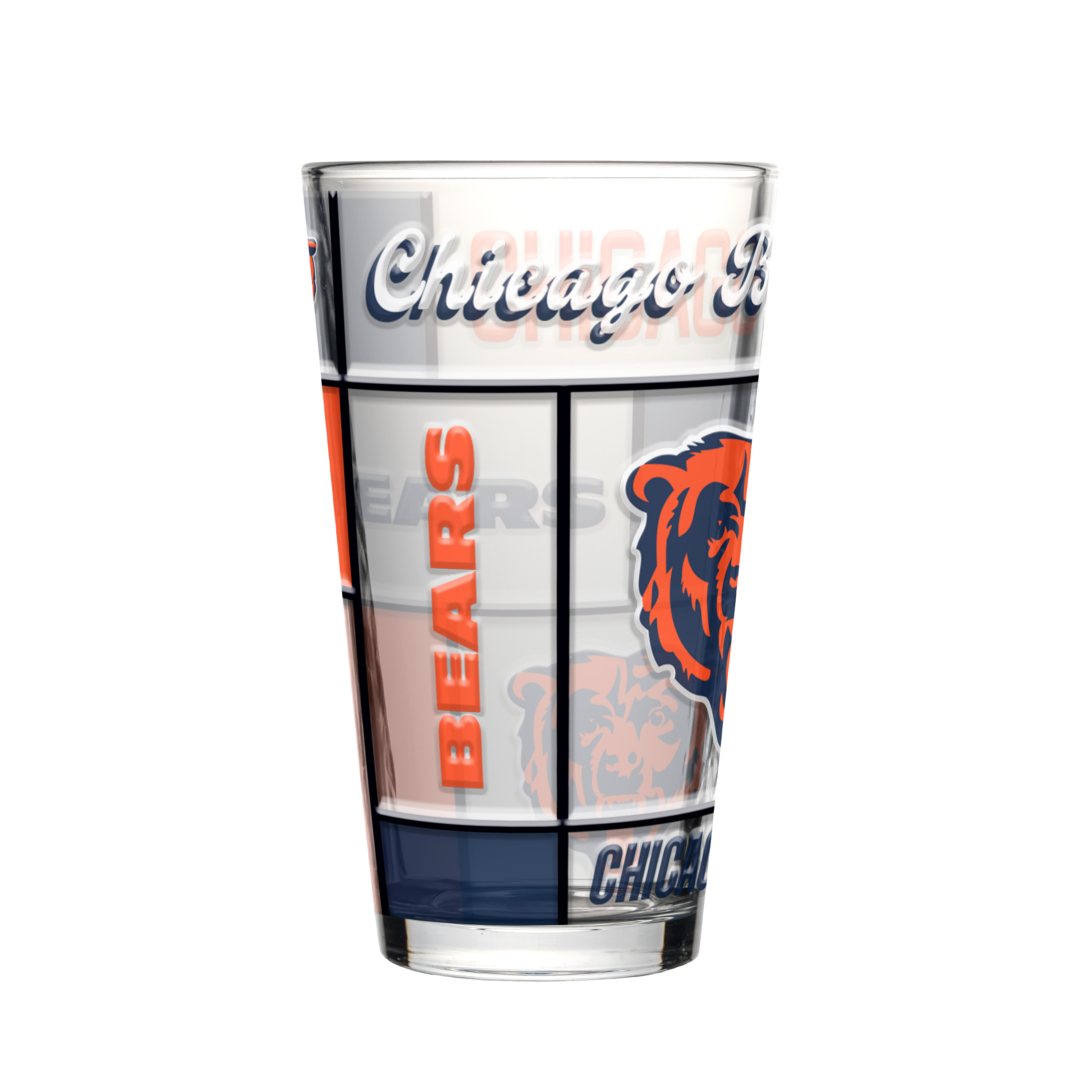 Chicago Bears Boxed Quilted Stained Pint Glass 16oz