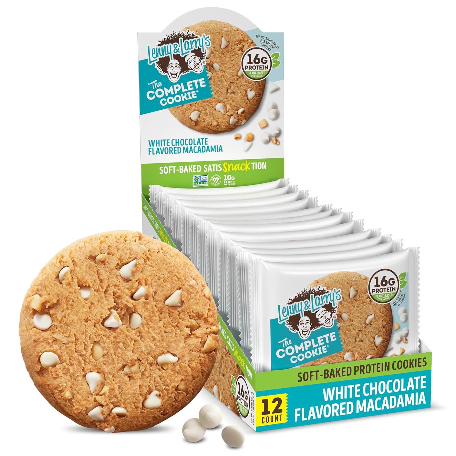 Lenny & Larry's Protein Cookie White Chocolate Macadamia 4oz 12ct Tray