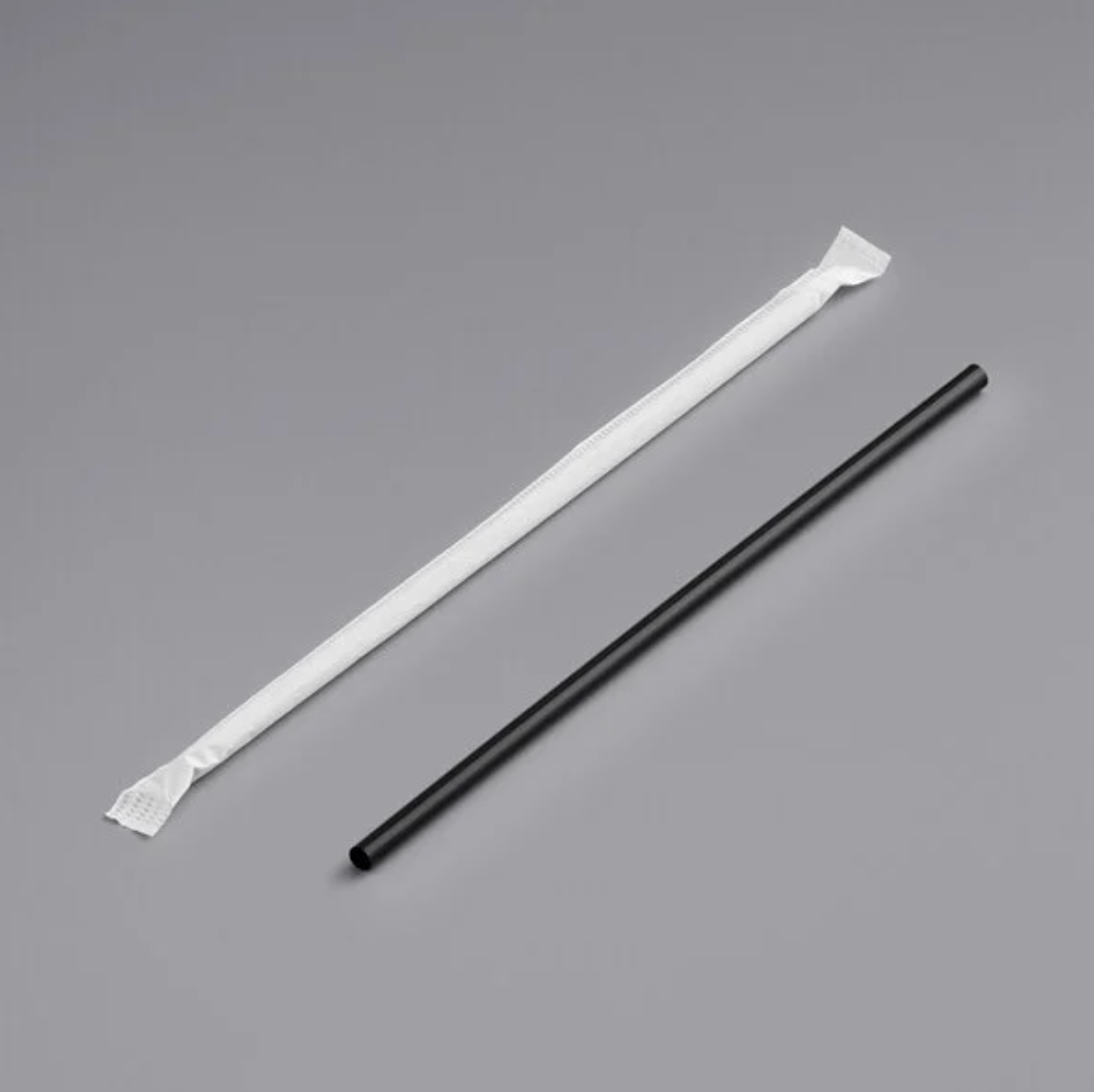 Choice 7 3/4" Jumbo Black Wrapped Straw - 12,000/Case