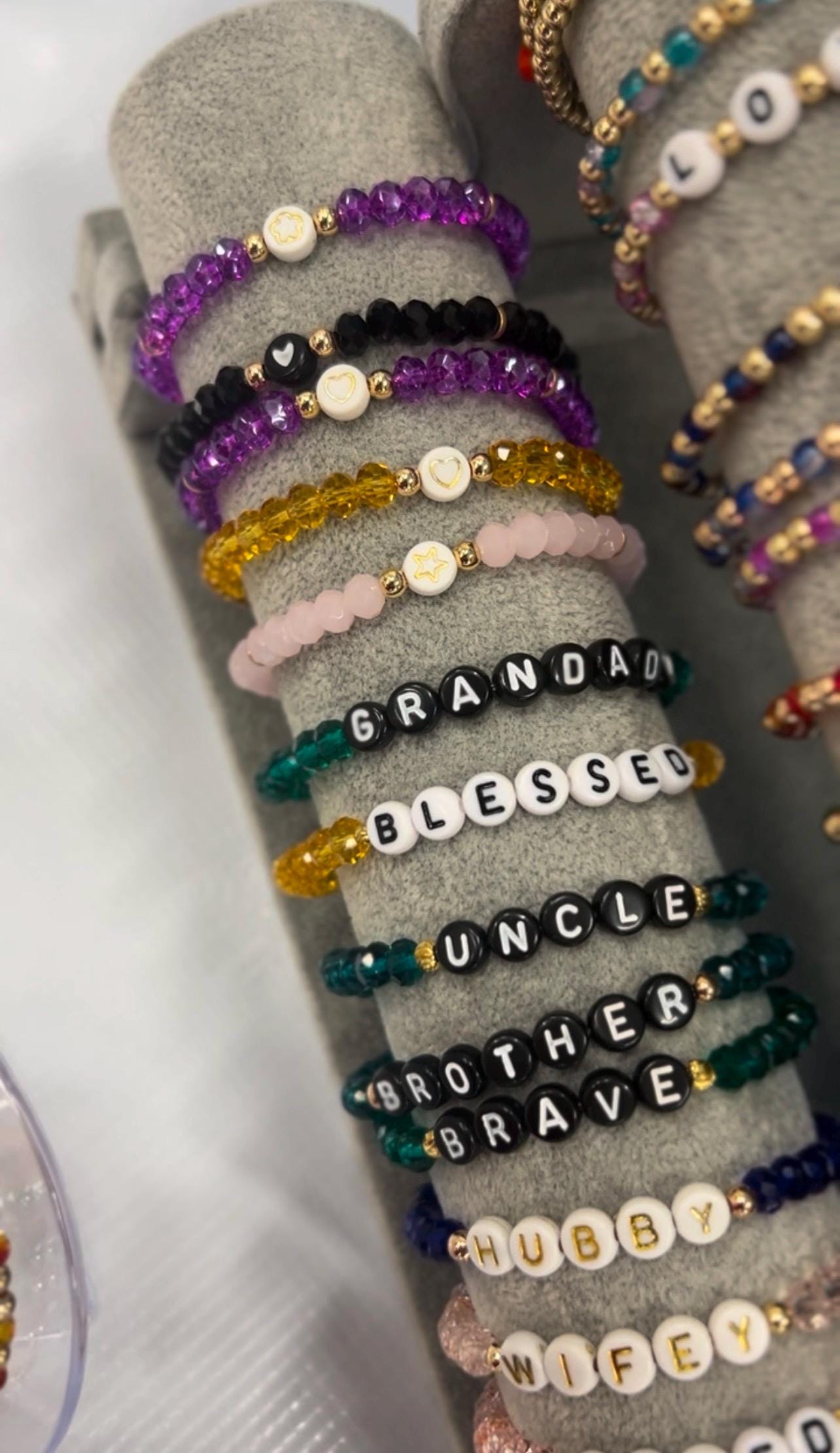 Crystal Rondelle Beaded Bracelet: Personalized Name or Number Jewelry