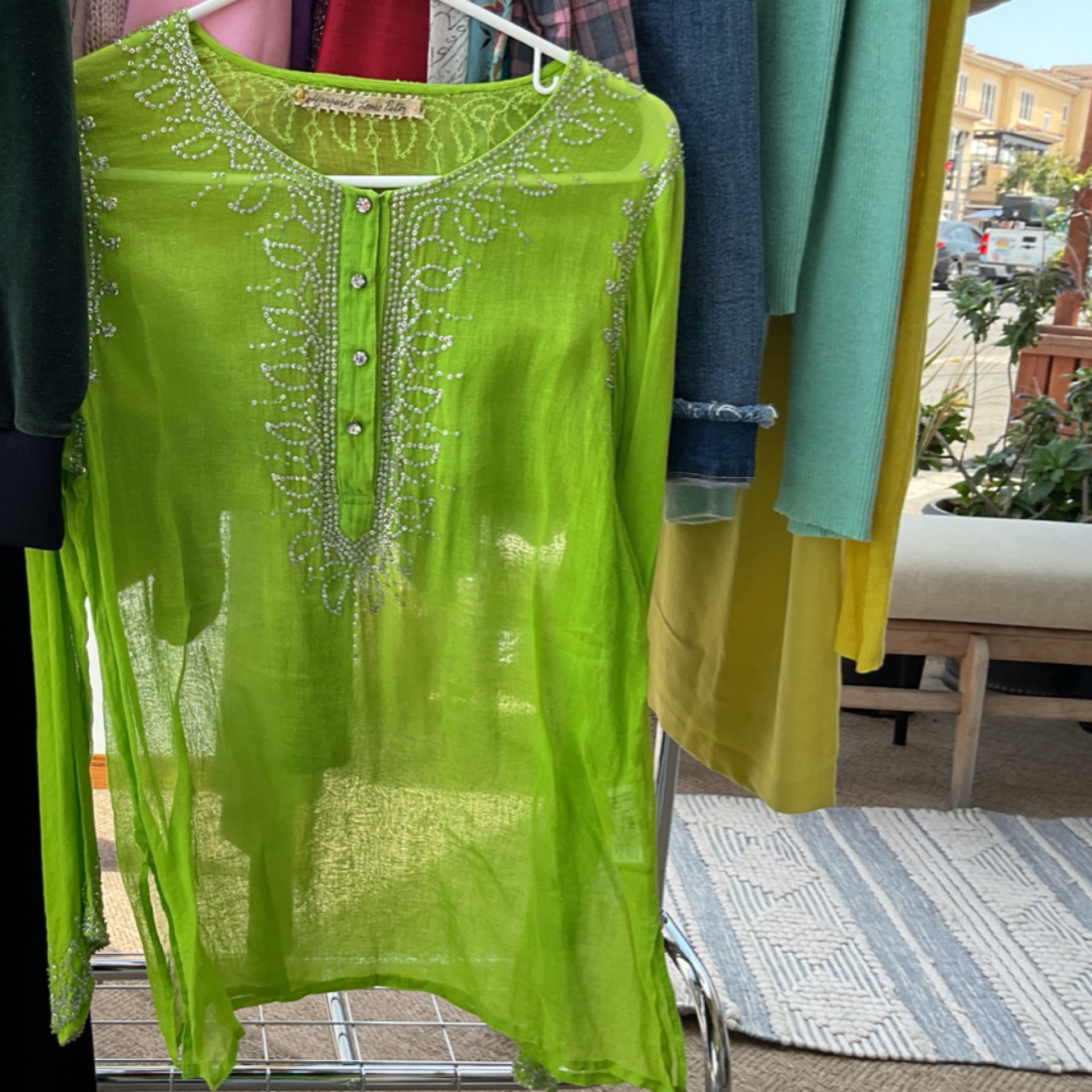 Lime green top