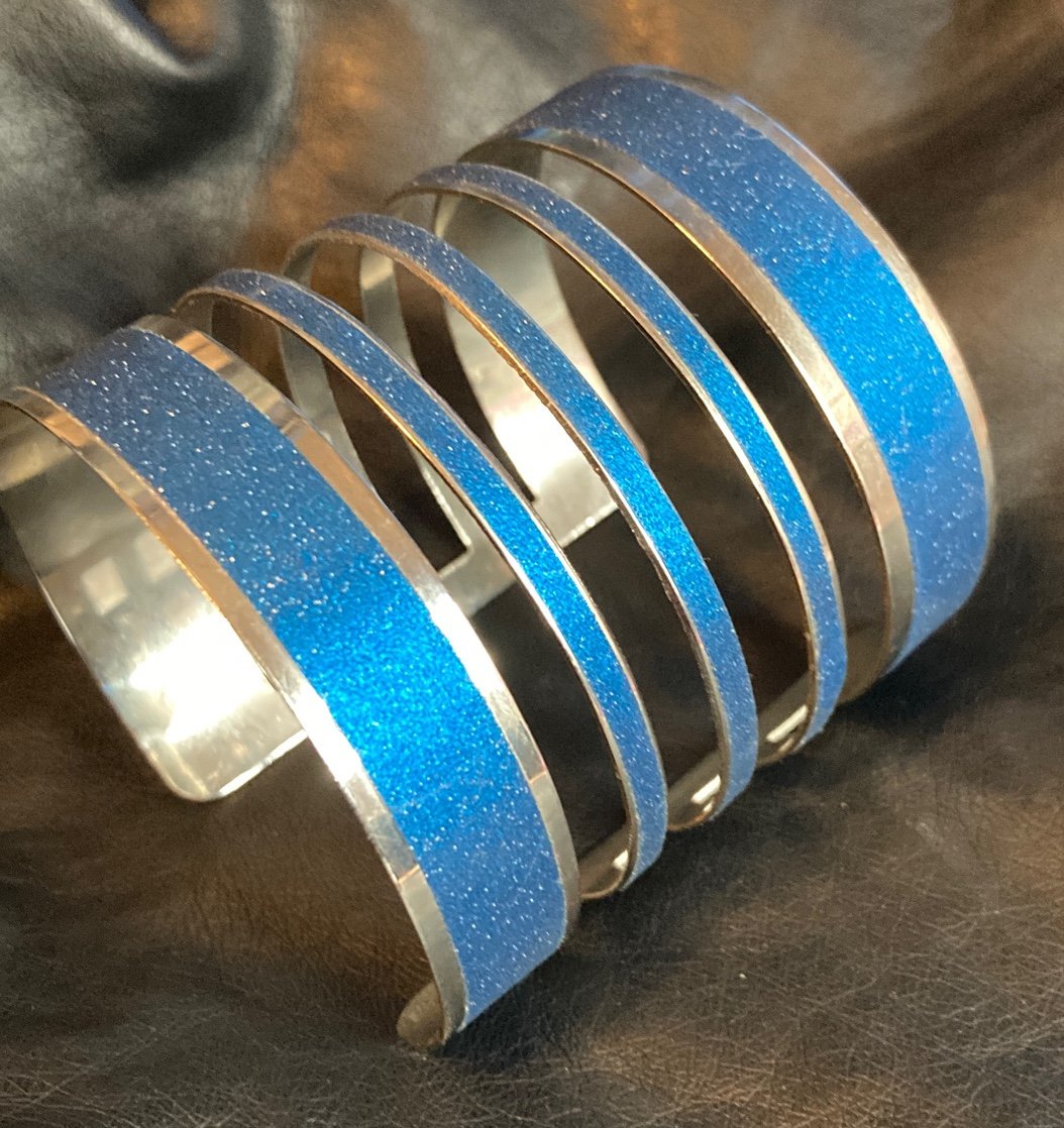 Blue Glitter Cuff Bracelet