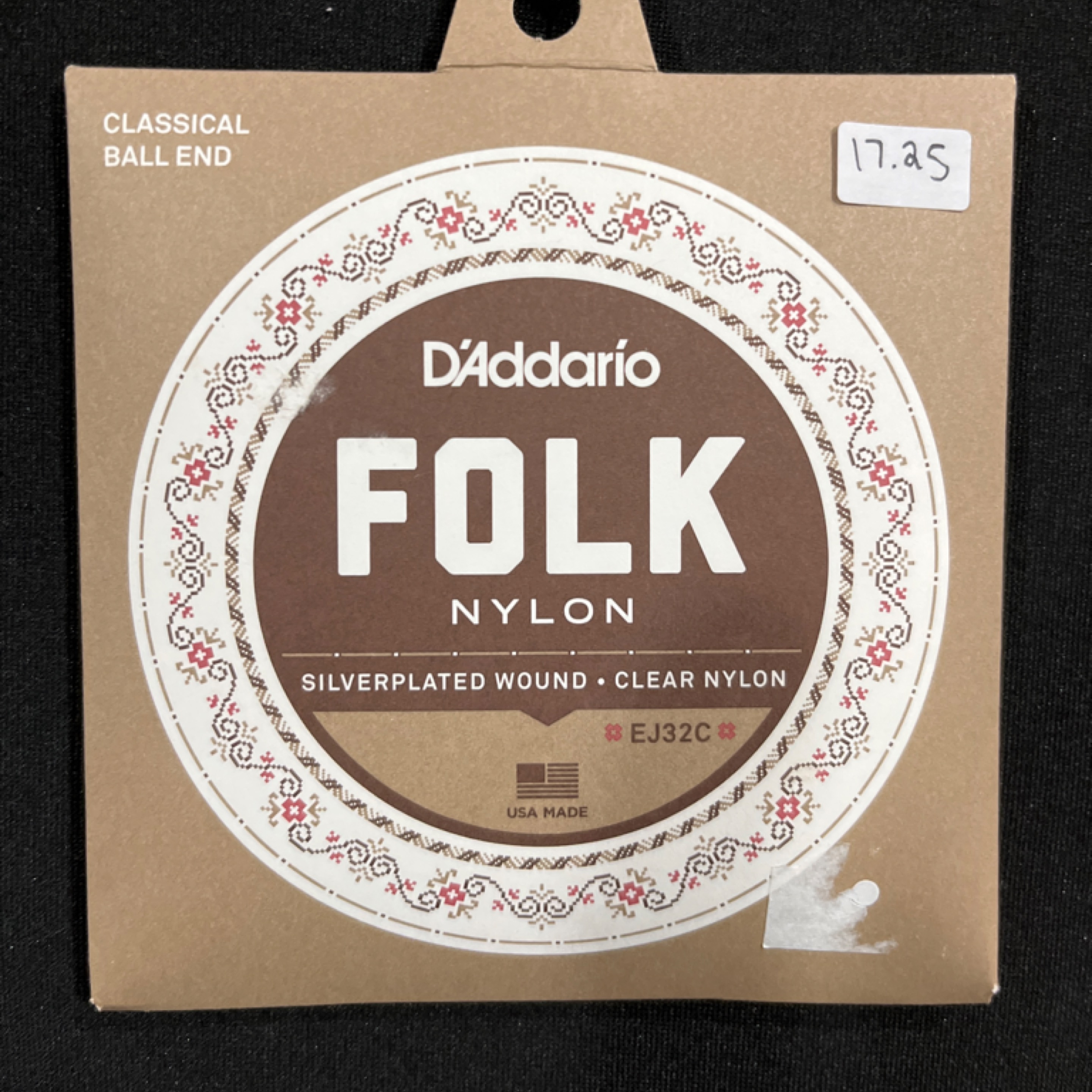 D Addario EJ32C Folk Nylon Guitar Strings End /Clear Nylon Trebles
